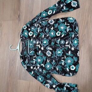 NWT Karen Kane Black Velvet Floral Long Sleeve Embroidered Top Free people Style